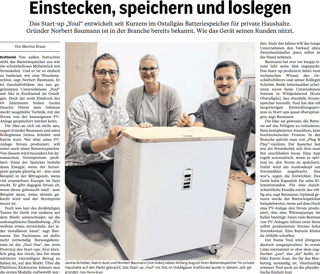 YOUL GmbH in der Allgäuer Zeitung